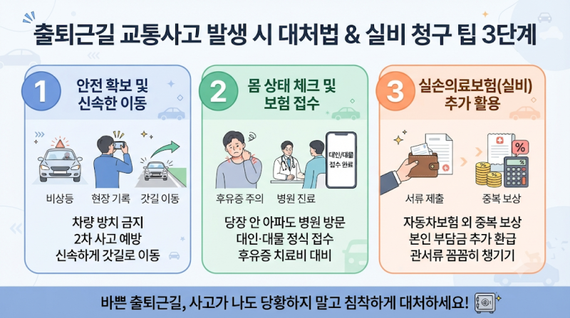 출퇴근길 교통사고 발생 시 처리 절차와 실비 청구 팁