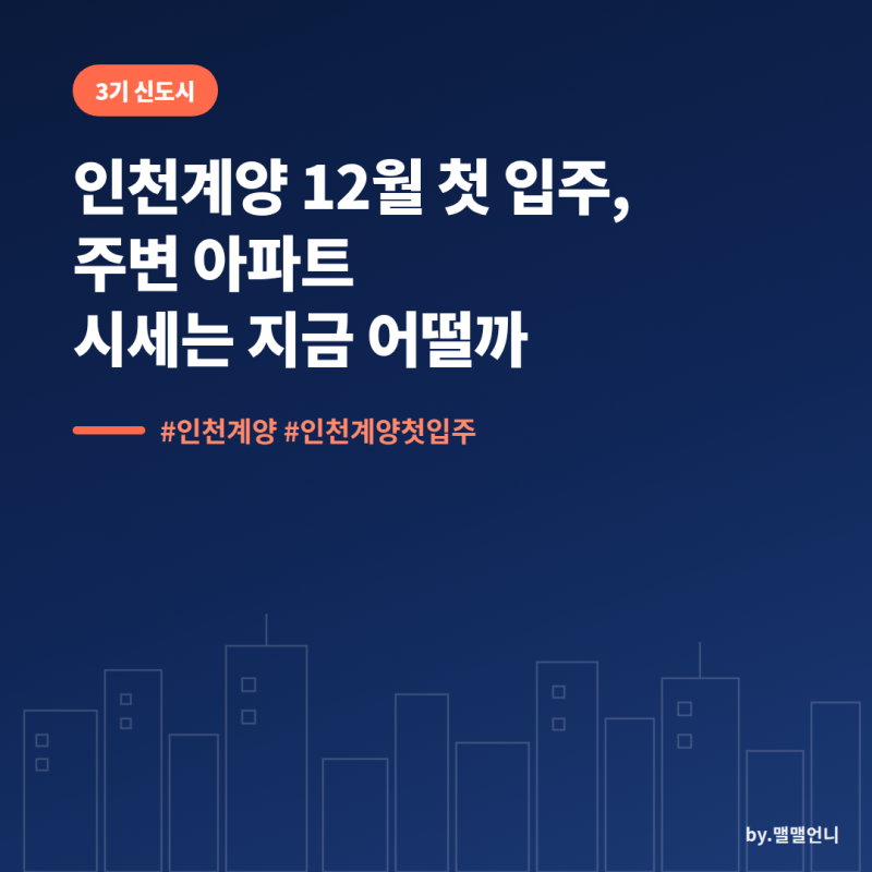 인천계양 3기 신도시 12월 첫 입주 임박, 주변 아파트 시세는 지금 어떨까
