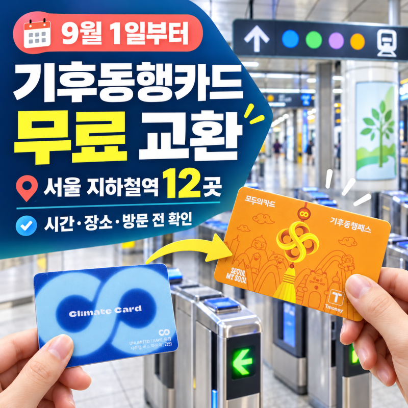 기후동행카드 교환 방법｜서울 지하철역 12곳·시간·장소 총정리