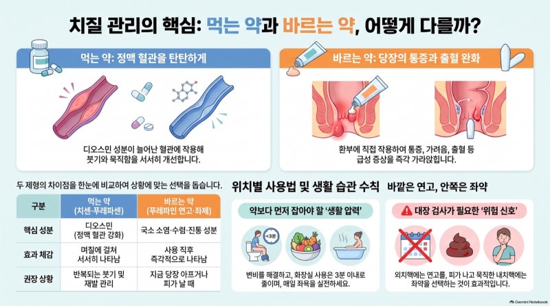 치센 vs 푸레파인 — 먹는 약과 바르는 약은 역할이 다릅니다