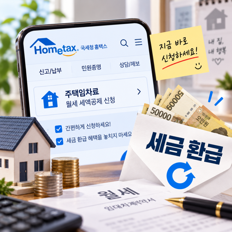 홈택스 월세 환급 방법 및 절차! 집주인 동의 없이 신청하세요