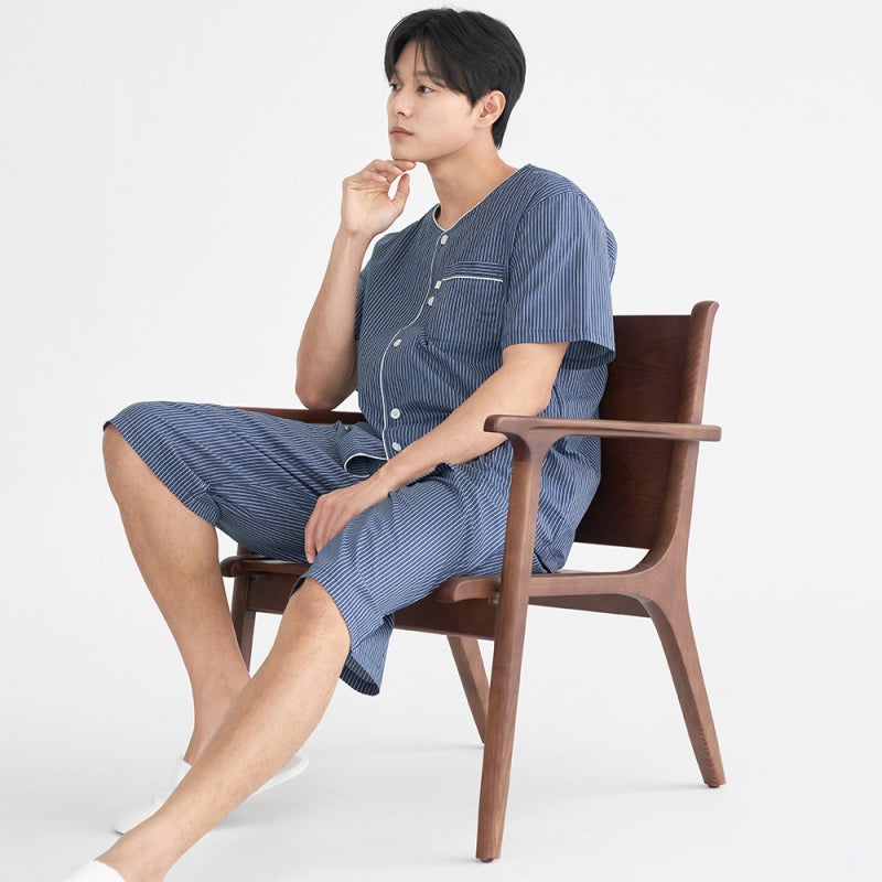 네이비ST 잠옷 여름 반팔 순면 아사면 착용 후기