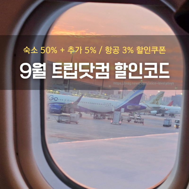 9월 트립닷컴 할인코드 숙소 50% 항공권 추가 결제 할인쿠폰