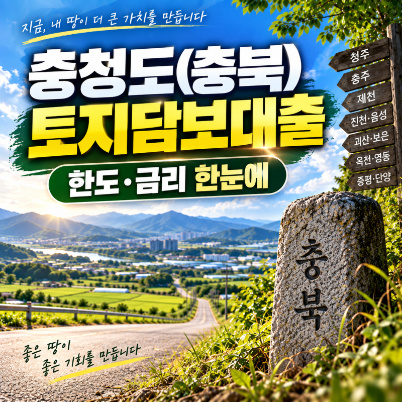 충청도(충북) 토지담보대출 한도·금리｜대지·농지·임야 몇 %까지 가능할까?