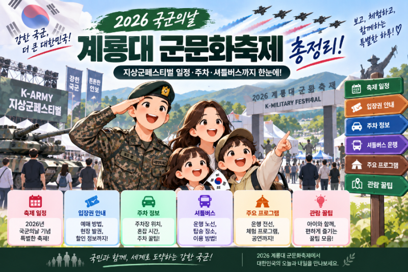 2026 국군의날 계룡대 군문화축제 총정리｜지상군페스티벌 일정·주차·셔틀버스