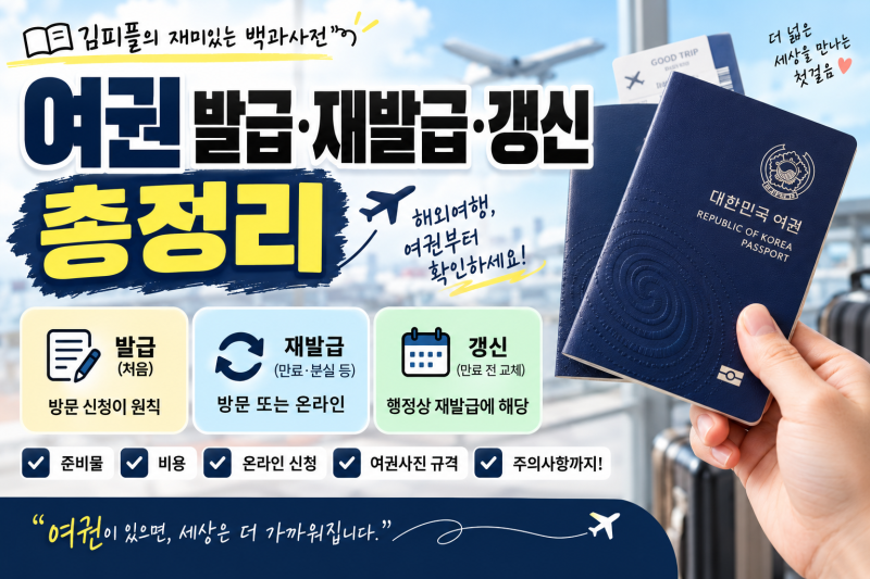 2026 여권 발급·재발급·갱신 총정리｜준비물·비용·온라인 신청·사진 규격