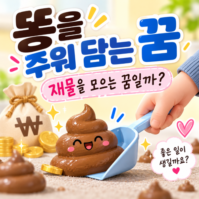 똥을 주워 담는 꿈 (재물을 모으는 꿈일까?)
