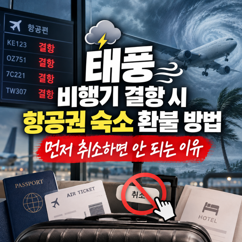 태풍 비행기 결항 시 항공권 숙소 환불 방법 먼저 취소하면 안 되는 이유