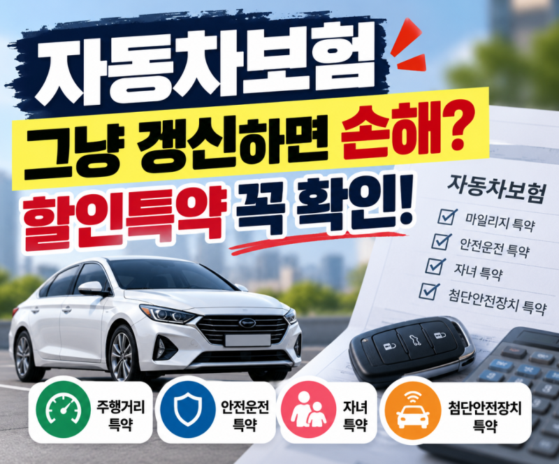 자동차보험 그냥 갱신하면 손해? 보험료 내기 전 꼭 확인할 할인특약