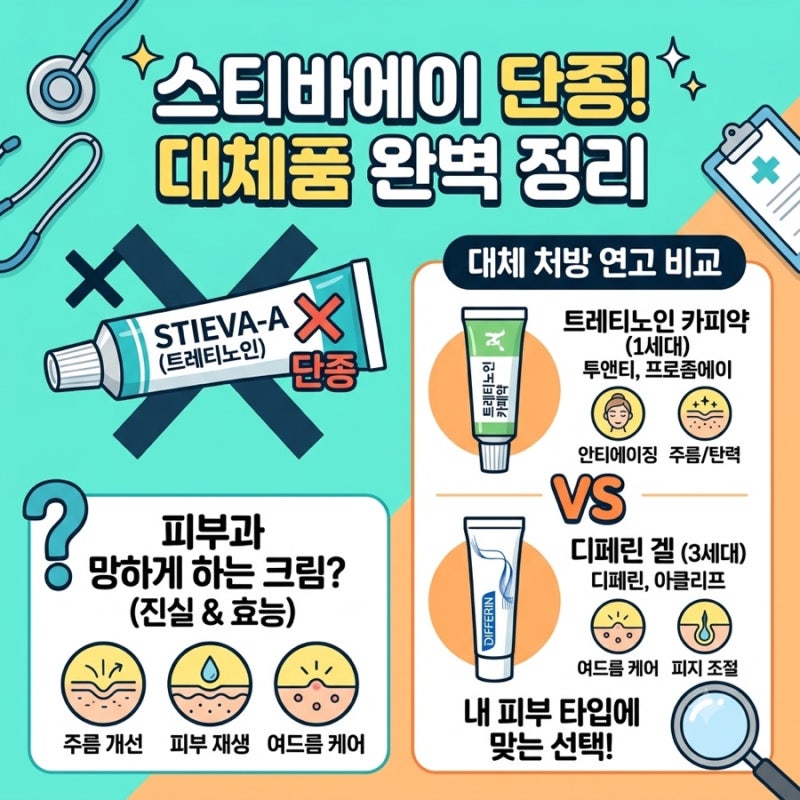 피부과 망하게 하는 스티바에이 크림 단종 이유와 완벽 대체품 총정리 (트레티노인 vs 디페린....