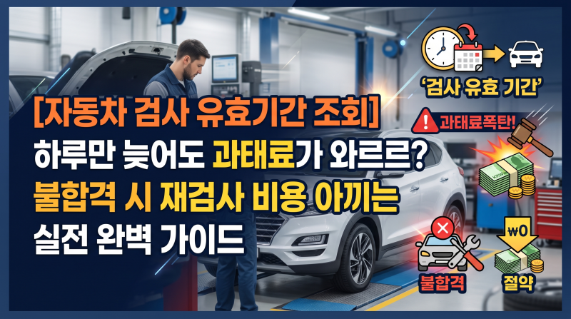 자동차 검사 유효기간 조회, 하루만 늦어도 과태료가 와르르? 불합격 시 재검사 비용 아끼는 ....