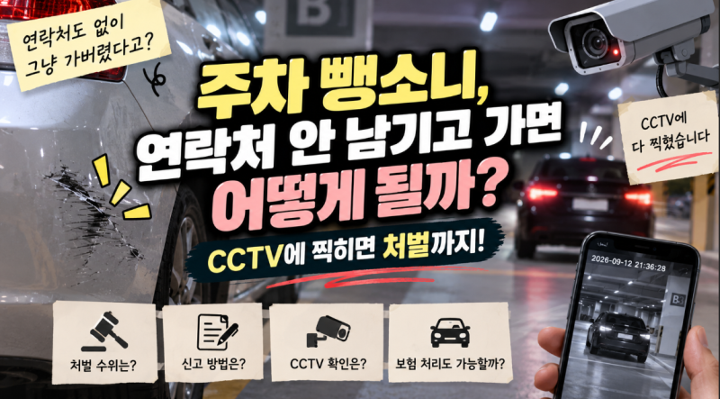 주차 뺑소니, 연락처 안 남기고 가면 어떻게 될까? CCTV에 찍히면 처벌까지