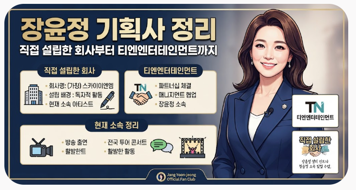 장윤정기획사 직접 설립한 회사 어디? 티엔엔터테인먼트와 현재 소속 정리
