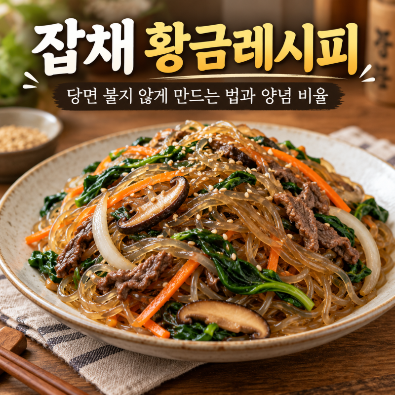 ★ 잡채 황금레시피, 당면 불지 않게 만드는 법과 양념 비율!