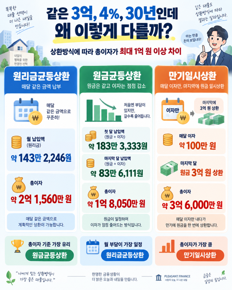 대출 이자 계산기로 상환방식 3가지 한눈에 비교하기