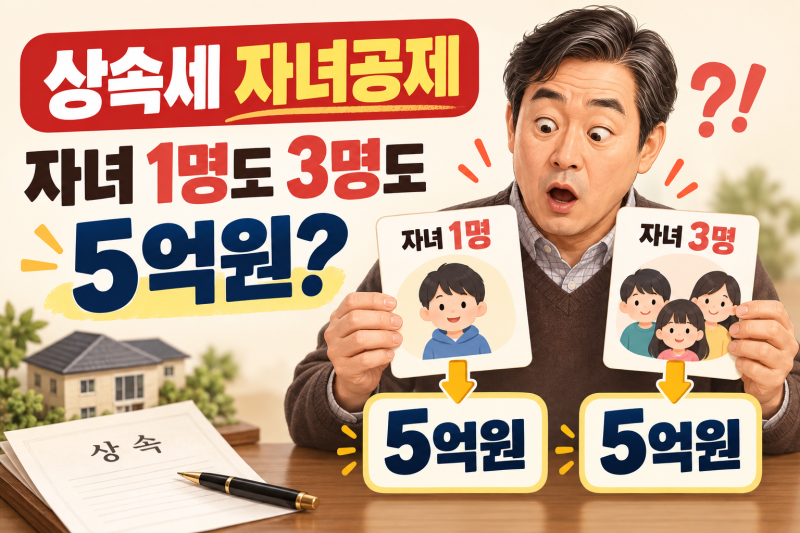 상속세 자녀공제 1인당 5천만원, 일괄공제 5억원과 어떻게 계산할까
