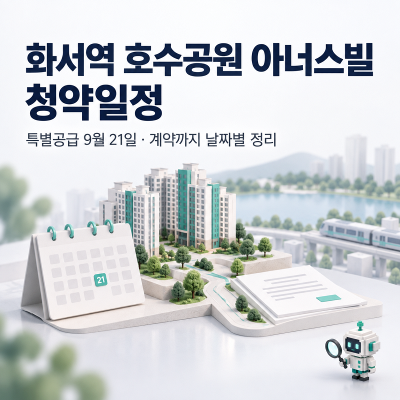 화서역 호수공원 아너스빌 청약일정, 9월21일 특별공급부터 계약까지 날짜별 정리