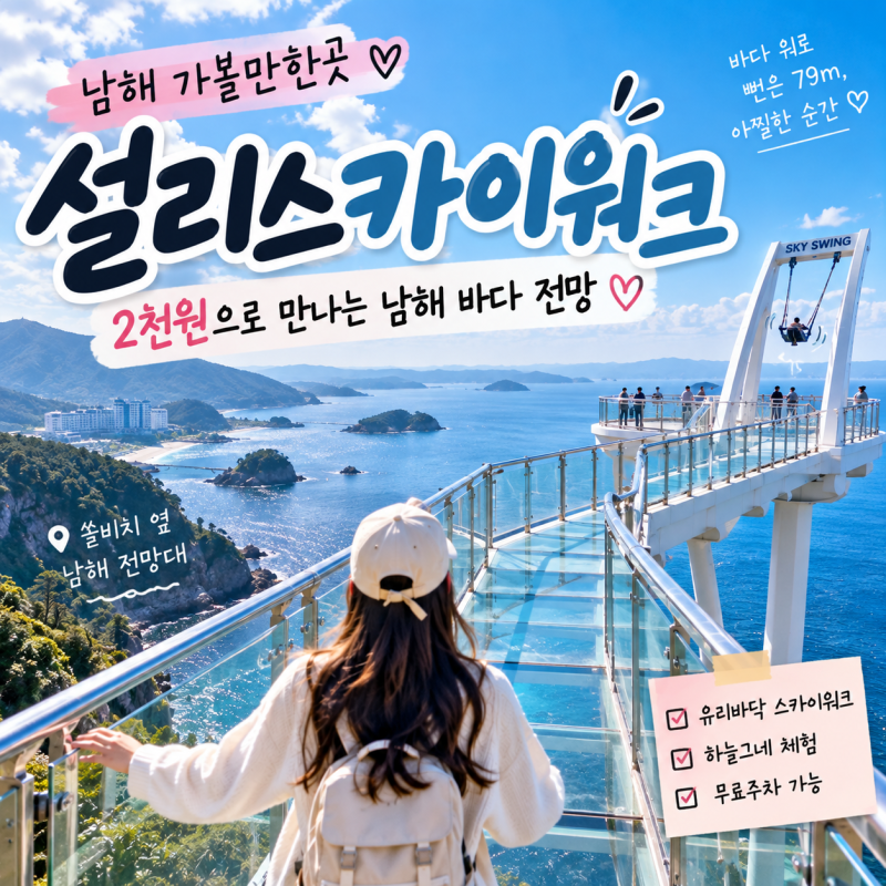 남해 가볼만한곳 2천원인데 이런 바다뷰라니, 설리스카이워크