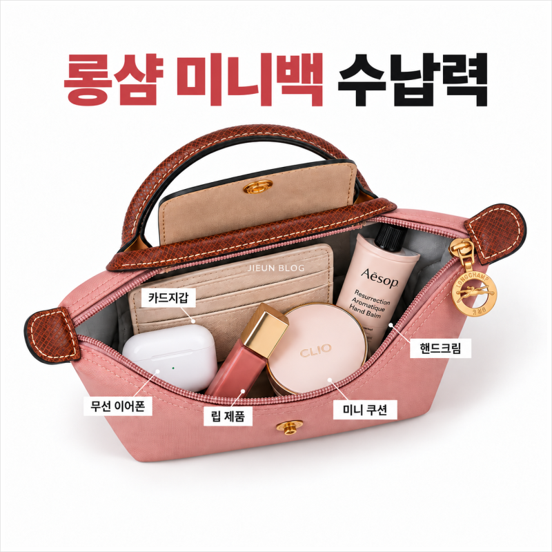 롱샴 르 플리아쥬 오리지널 파우치 미니백 수납, 실제로 얼마나 들어갈까?