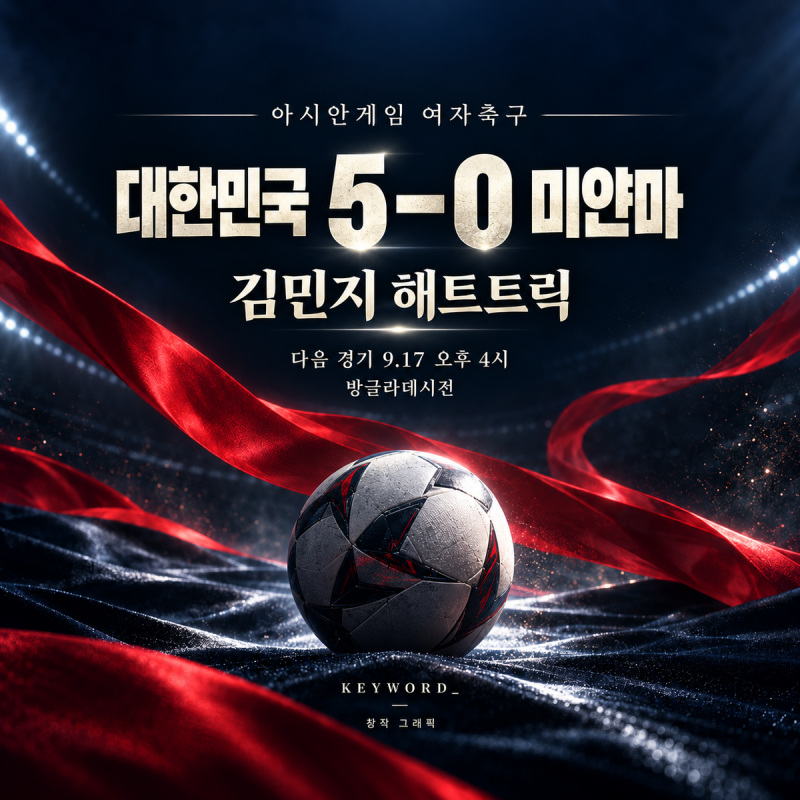 여자축구 미얀마전 5-0 승리｜김민지 해트트릭, 다음 경기는 17일