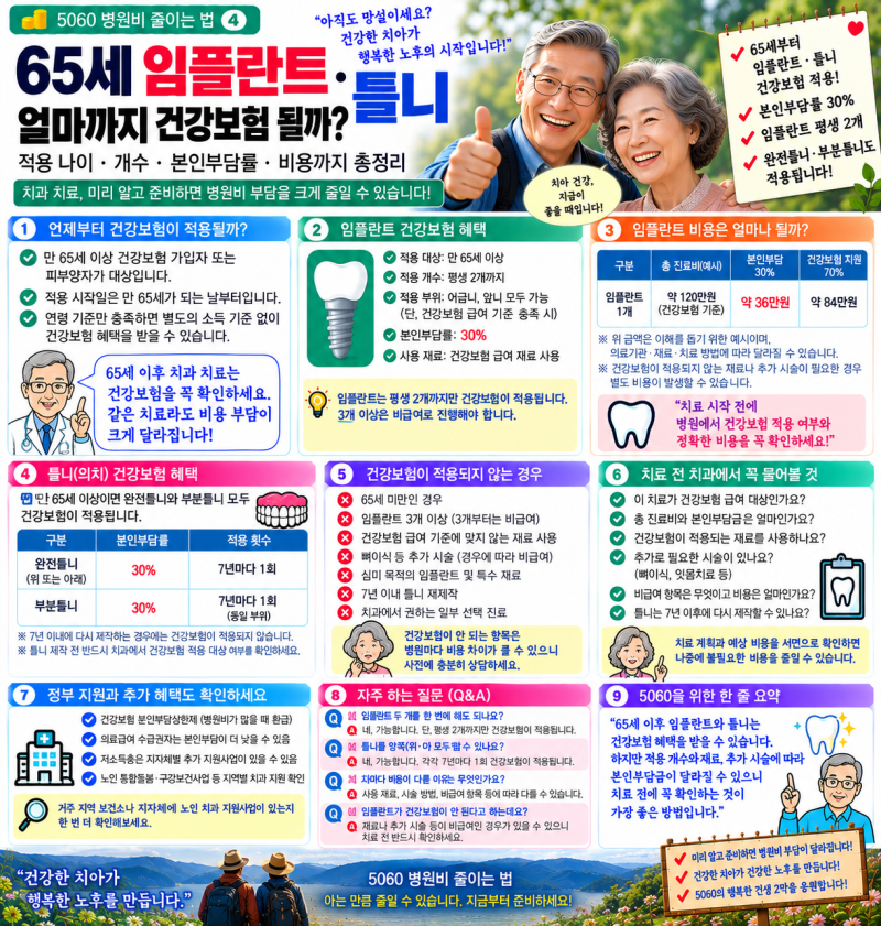 [5060 병원비 줄이는 법]④65세 임플란트·틀니, 얼마까지 건강보험 될까?