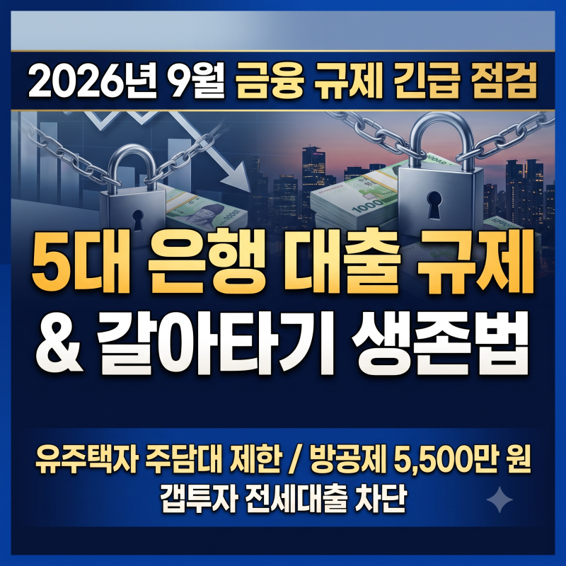 유주택자 대출 전면 중단? 9월 5대 은행 주담대·전세대출 규제 총정리 & 1주택 갈아타기 생존....