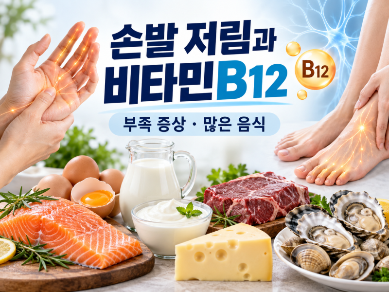 손발 저림 증상과 비타민B12 관계｜부족할 때 나타나는 증상과 비타민B12 많은 음식 8가지