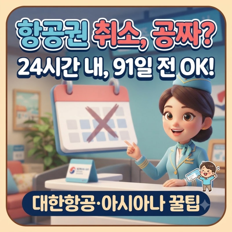 항공권 취소 수수료 아시아나 대한항공 총정리