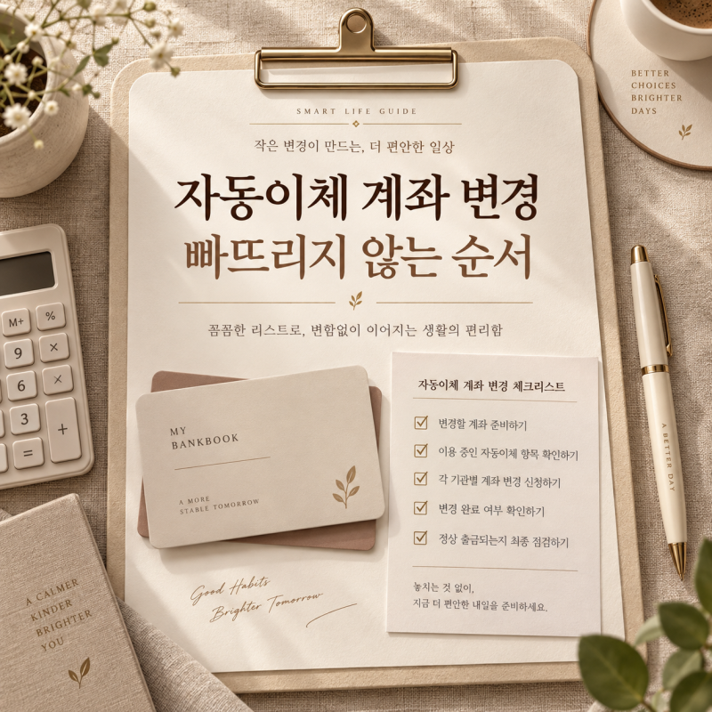 자동이체 계좌 변경 순서｜보험·통신비·관리비 빠뜨리지 않고 옮기는 방법