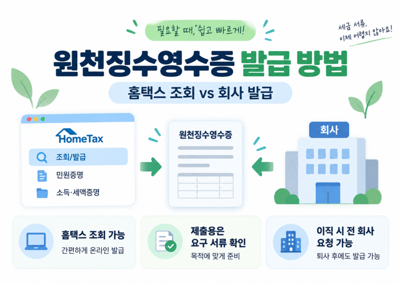 원천징수영수증 발급 방법｜홈택스 조회·회사 제출 차이