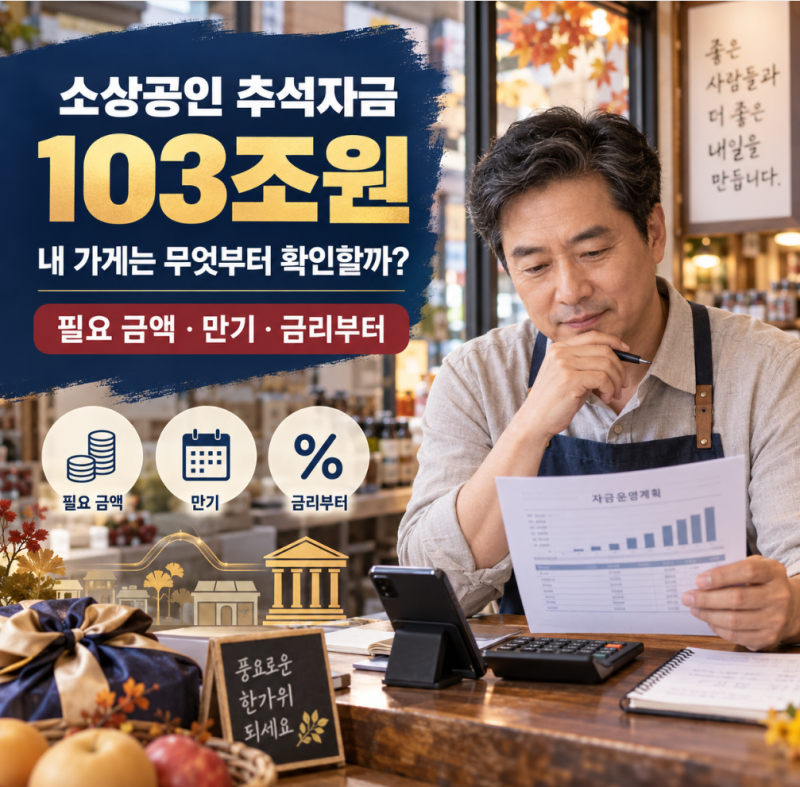 소상공인 추석자금 103조원 지원, 내 가게는 무엇부터 확인해야 할까