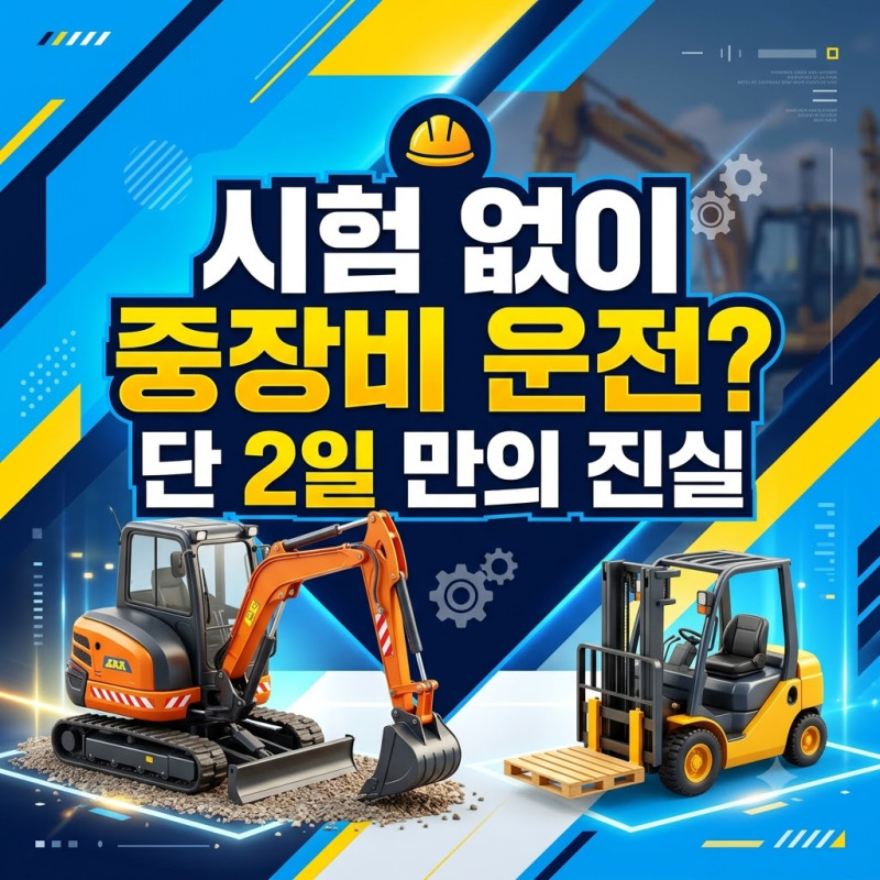3톤 미만 중장비 면허 "시험 안 보고 2일 만에 진짜 나오나?" 굴착기·지게차 이수 기준과 취업....