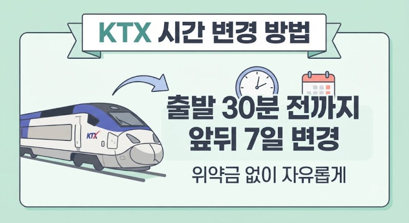 KTX 시간 변경 방법｜출발 30분 전까지 위약금 없이? 날짜 변경·추석 승차권 주의사항
