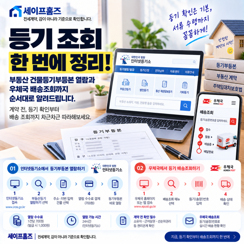등기 조회: 부동산 건물등기부등본 열람과 우체국 배송조회 순서