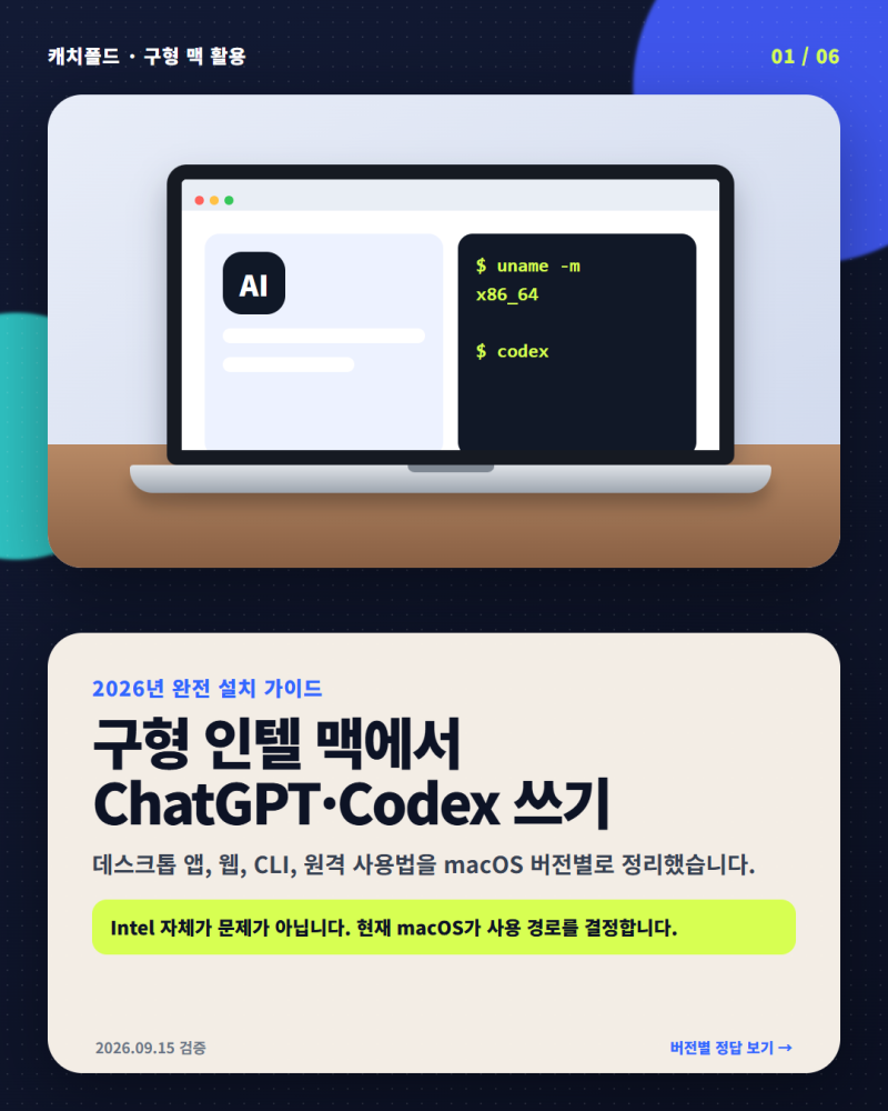 인텔 맥북에서 ChatGPT·Codex 쓰는 법: 구형 macOS별 완전 가이드