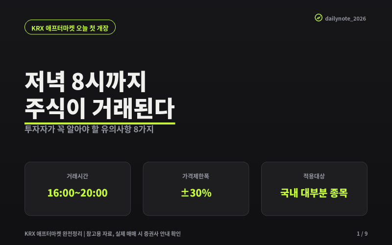 KRX 애프터마켓 ｜저녁 8시까지 주식 거래, 투자자가 꼭 알아야 할 8가지