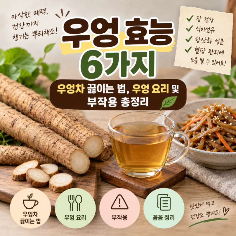 우엉 효능 6가지와 우엉차 끓이는 법, 우엉 요리 및 부작용 총정리
