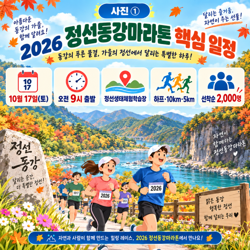 2026 정선동강마라톤 일정·코스·참가비｜10월 17일 개최, 가족런·커플런까지 총정리