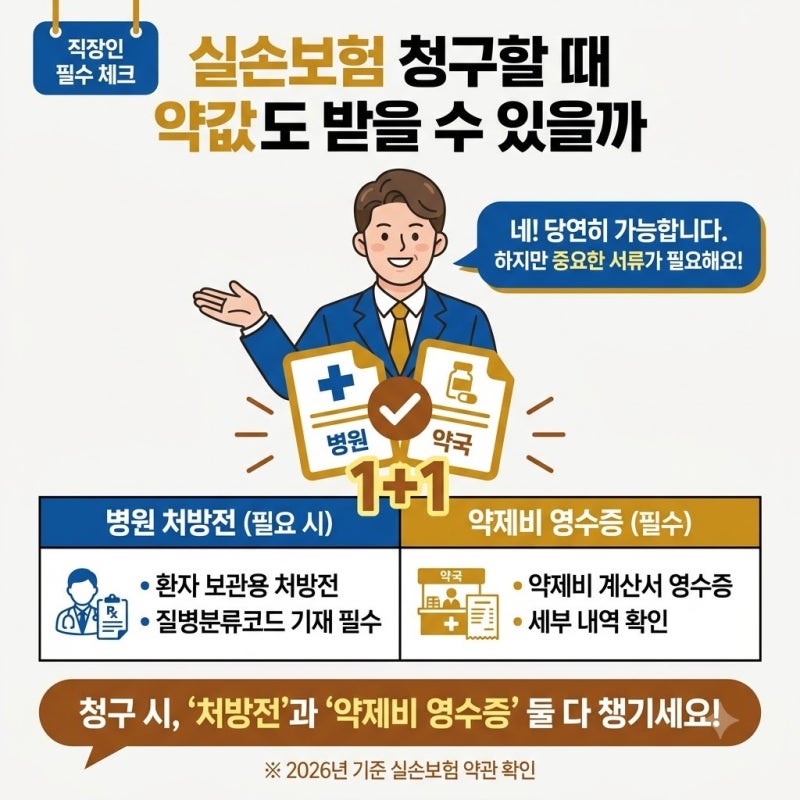 실손보험 청구할 때 약값도 받을 수 있을까 처방전과 약제비 영수증이 필요한 경우, 직장인....