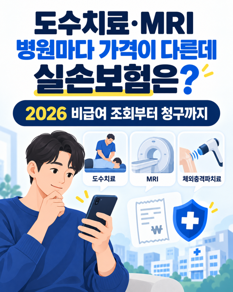 도수치료·MRI 병원마다 가격이 다른데 실손보험은? 2026 비급여 진료비 조회부터 청구까지
