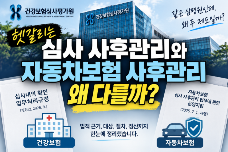 심평원 사후관리 왜 두 종류일까? ‘심사내역 확인’ 개정안과 자동차보험 사후관리 차이