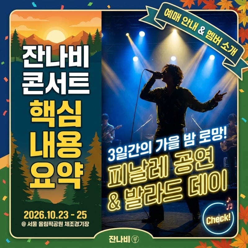 2026 '잔나비 콘서트' 일정 및 예매 팁! 올림픽공원 체조경기장 공연 정보 요약