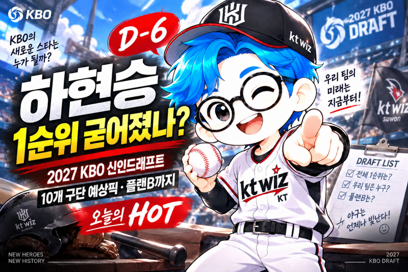 하현승 1순위 굳어졌나｜D-6, 2027 KBO 신인드래프트 10개 구단 예상픽·플랜B｜오늘의 HOT