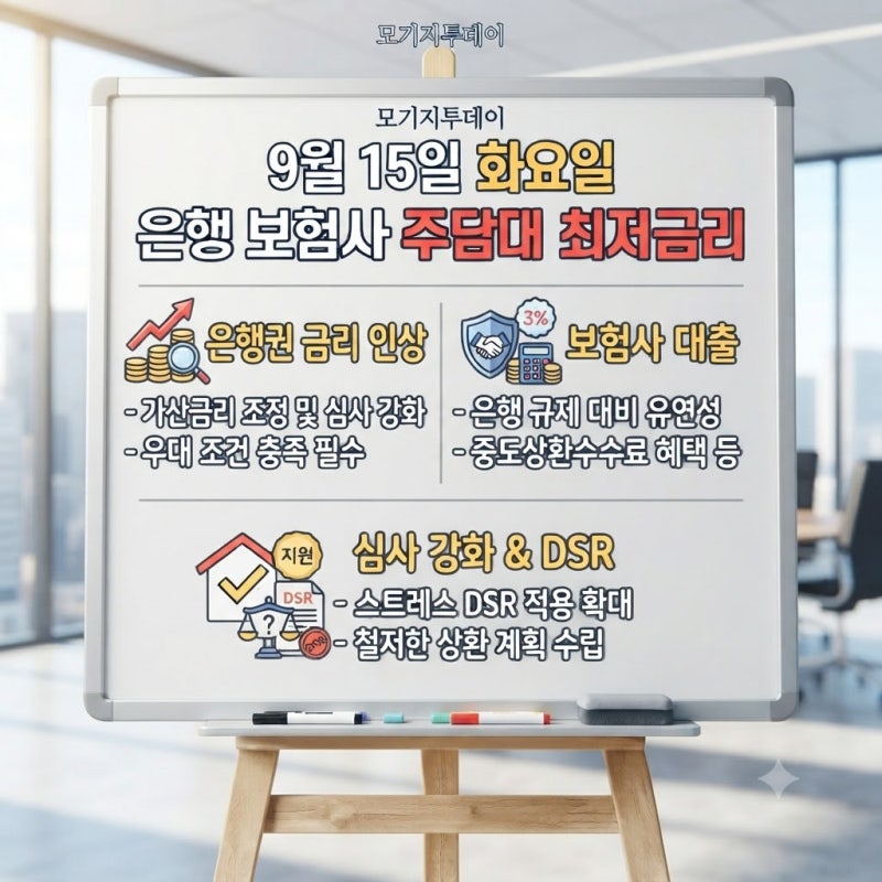 NH농협은행 주택담보대출(주담대) 금리 6.04% 등 9월 15일 은행 보험사 주택구입자금대출 금리....