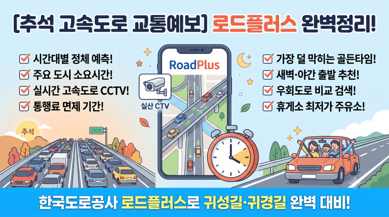 "이번 추석, 도대체 언제 떠나야 안 막힐까요? 한국도로공사 로드플러스 활용한 귀성길 꿀팁 ....