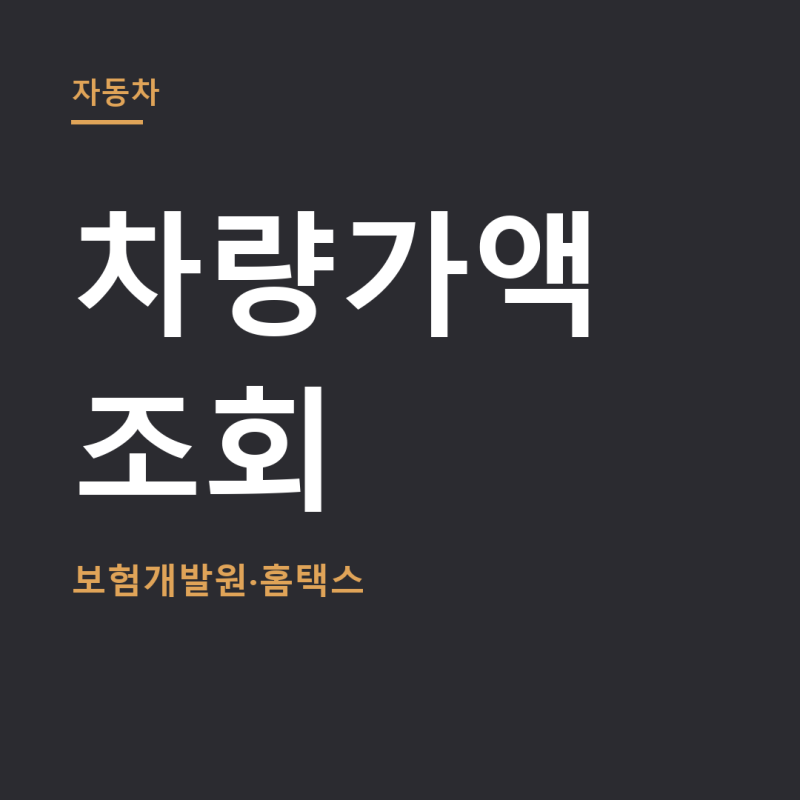 차량가액 조회 총정리 (+보험개발원 차량가액, 홈택스)