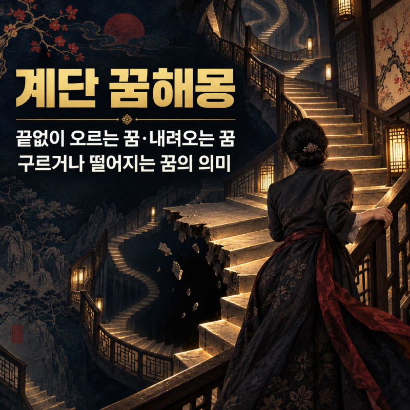 계단 꿈해몽｜끝없이 오르는 꿈·내려오는 꿈·구르거나 떨어지는 꿈의 의미
