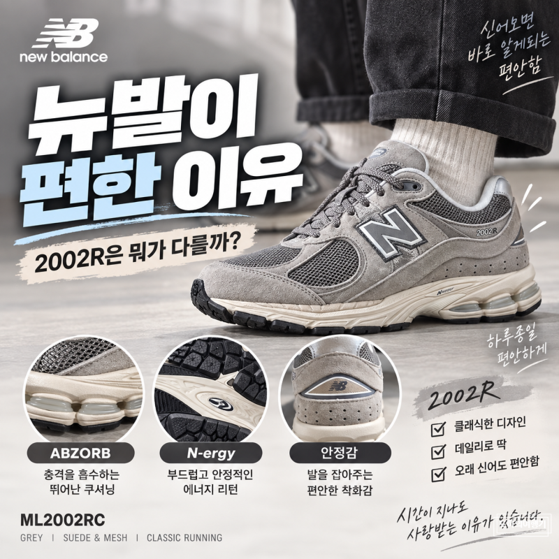 뉴발란스 2002R 그레이 ML2002RC 가격 사이즈 코디, 왜 아직도 인기일까