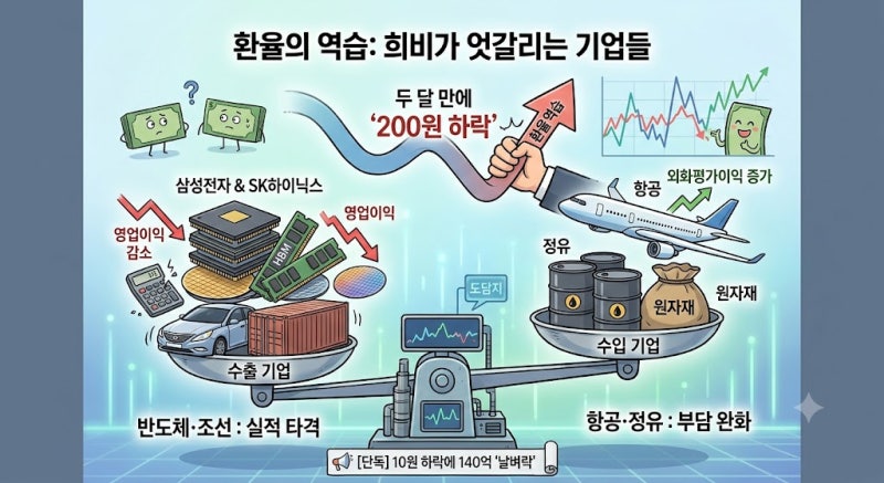 "환율 200원 급락에 기업들 멘붕?!" 10원에 140억 날아가고 반대로 500억 잭팟 터진 현시점 산업....