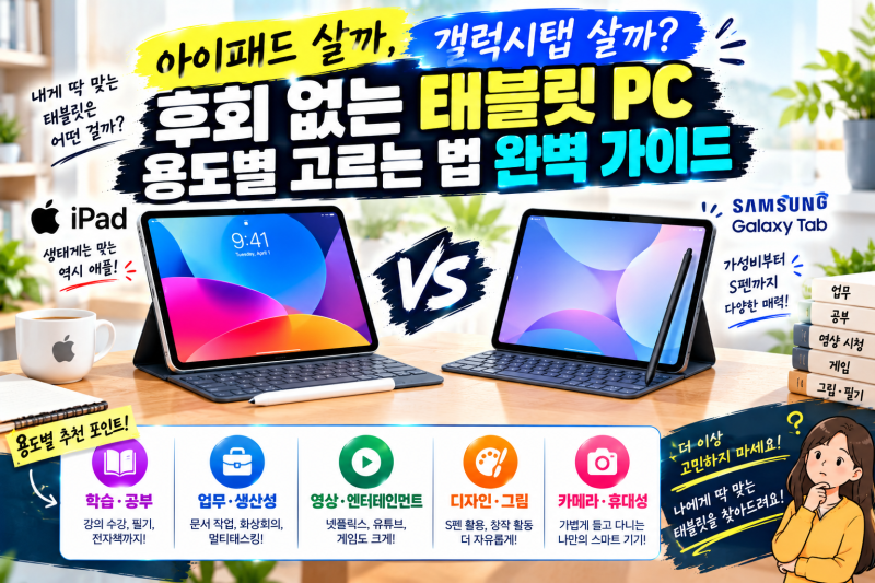 "아이패드 살까, 갤럭시탭 살까?" 후회 없는 태블릿 PC 용도별 고르는 법 완벽 가이드